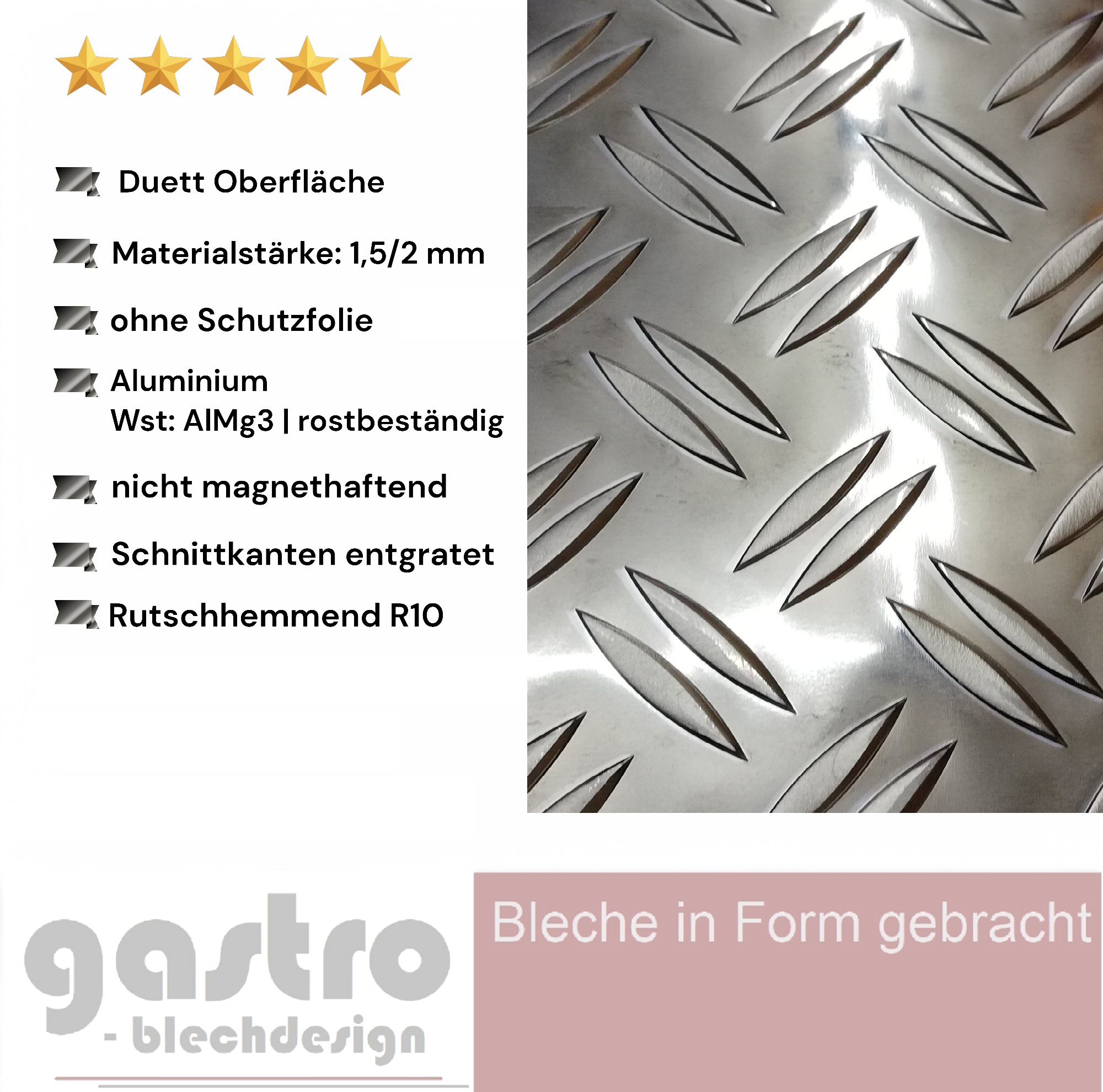 Alu Riffelblech duett 1,5/2 mm Alu Riffelblech duett 1,5/2 mm